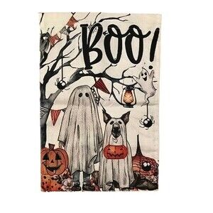 Halloween Garden Flag 12x18in Polyester Double-sided Dog Ghost BOO
